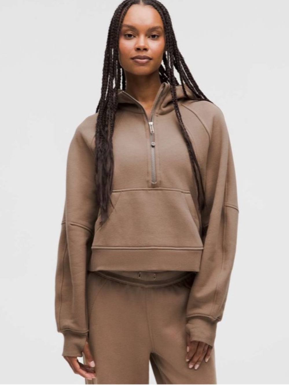 lululemon athletica Half-Zip Oversized Hoodie in Taupe Brown